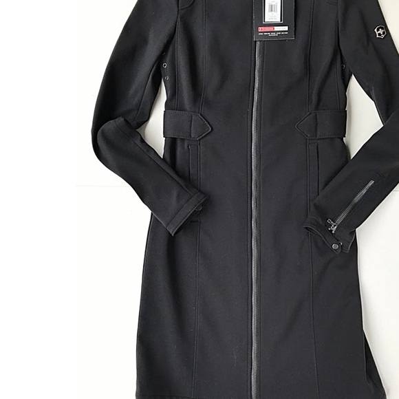 Ladies Y2K Long Black Coat, Victorinox Swiss Army, Fitted Coat, Sz 0(XS) NWT - Picture 3 of 11